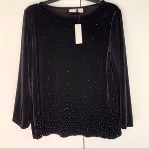 NWT Chico’s Travelers Collection Black Velvet Beaded Top